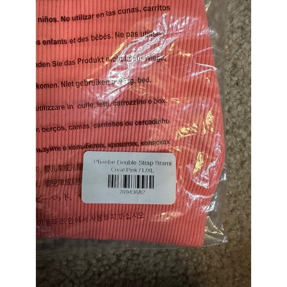 Zenana Phoebe‎ Double Strap Ribbed Brami Coral Pink NT-6023AB L/XL New - Picture 4 of 5